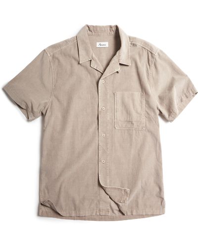 Rowan Zion Cotton Corduroy Short Sleeve Button-up Shirt - Natural