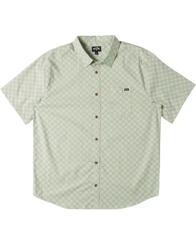 Billabong Sundays Mini Print Short Sleeve Cotton Button-up Shirt - Green