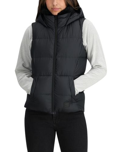 Outdoor Research Coldfront Ii Hooded 700 Fill Power Down Puffer Vest - Black