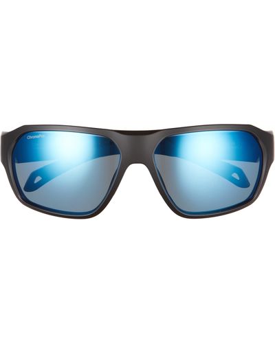 Smith Deckboss 63mm Chromapoptm Polarized Oversize Rectangle Sunglasses - Blue