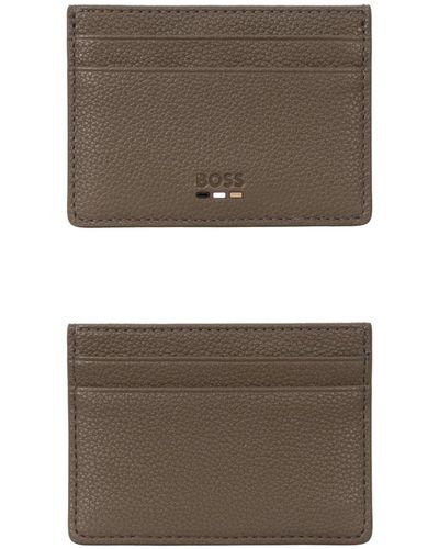 BOSS Ray Faux Leather Card Case - Gray