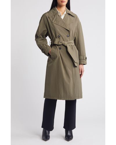 BCBGMAXAZRIA Double Breasted Packable Trench Coat - Natural