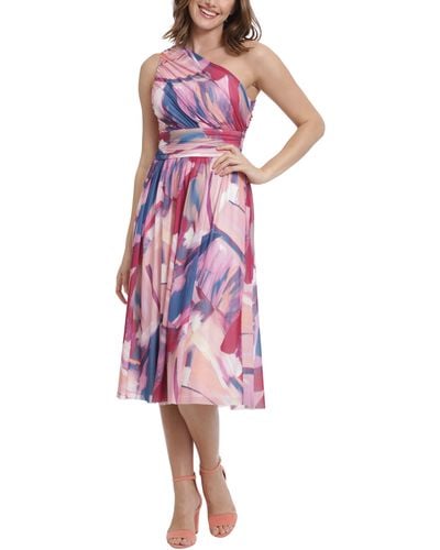 Maggy London Print Ruched One-shoulder Dress - Multicolor