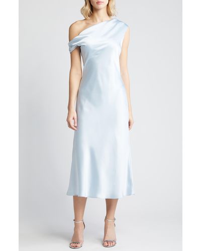 Amsale One-shoulder Satin Midi Dress - White