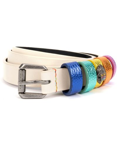 Kurt Geiger Rainbow Keeper Leather Belt - White