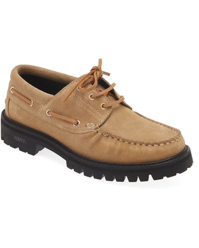 VINNY'S Leather Boat Shoe - Brown