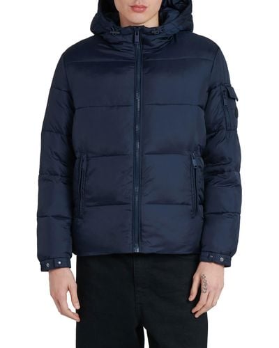 The Recycled Planet Company Erik Hooded Puffer Coat - Blue