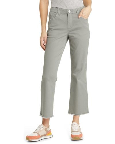 Wit & Wisdom 'ab'solution Frayed High Waist Ankle Flare Jeans - Gray