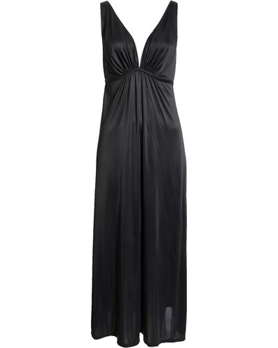 Natori Enchant Deep V-neck Satin Nightgown - Black