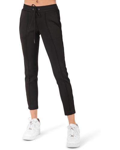 Pam & Gela Metallic Bouclé Stripe Crop Pants - Black