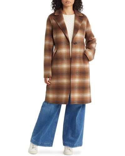 MICHAEL Michael Kors Notched Collar Longline Wool Blend Coat - Blue