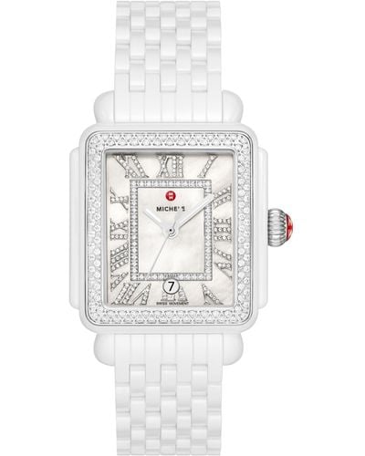 Michele Deco Madison Diamond Bracelet Watch - White