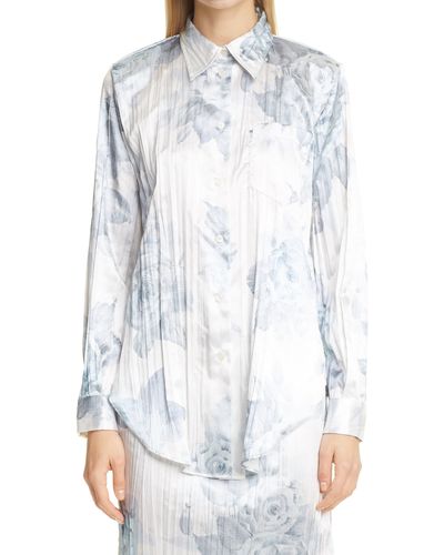 Acne Studios Sophi Shiny Floral Print Shirt - White