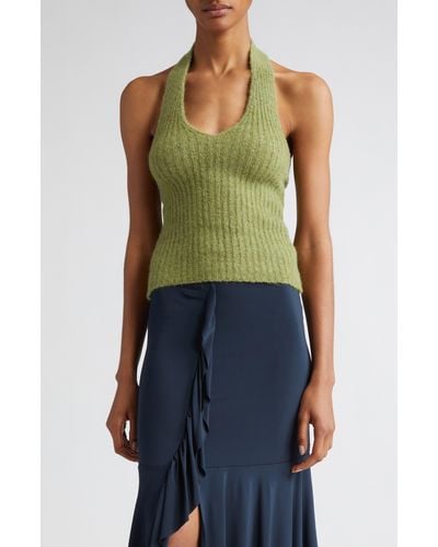 Paloma Wool Ploraire Knit Merino Wool & Alpaca Blend Halter Top - Green