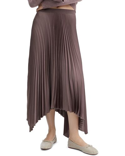 Mango Handkerchief Hem Pleated Skirt - Brown