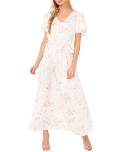 Vince Camuto Floral Short Sleeve Maxi Dress - Pink