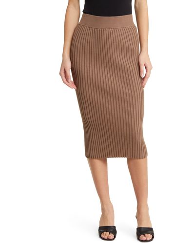 Vero Moda Rib Midi Sweater Skirt - Brown
