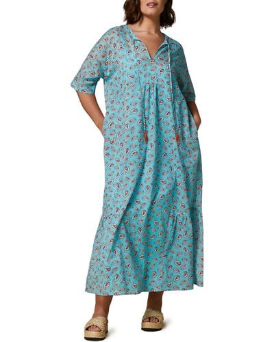 Marina Rinaldi Timor Paisley Cotton Maxi Dress - Blue