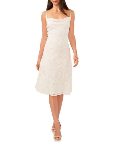 1.STATE Cowl Neck Lace Midi Dress - White
