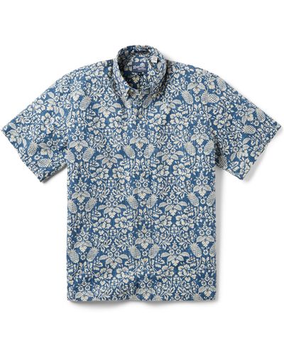 Reyn Spooner Oahu Harvest Classic Fit Print Short Sleeve Button-down Shirt - Blue
