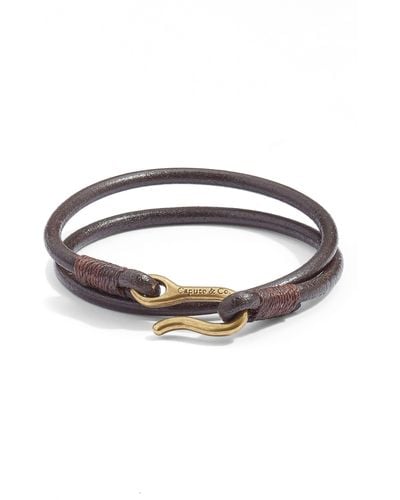 Caputo & Co. Leather Cord Wrap Bracelet - Brown