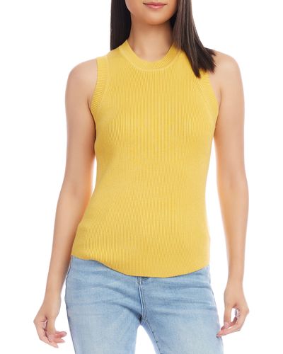 Karen Kane Rib Sweater Tank - Yellow