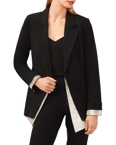 Halogen® Halogen(r) Peekaboo Rhinestone Trim Blazer - Black