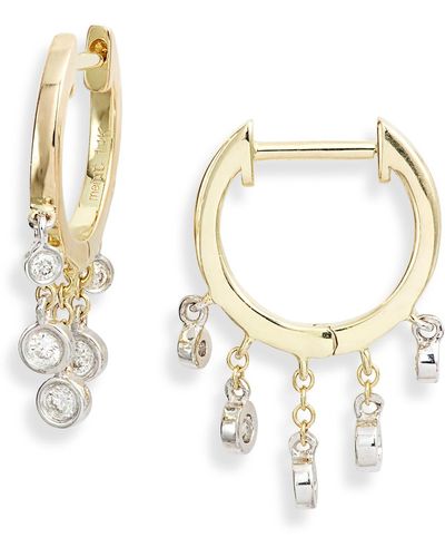 Meira T Diamond Fringe Hoop Earrings - White