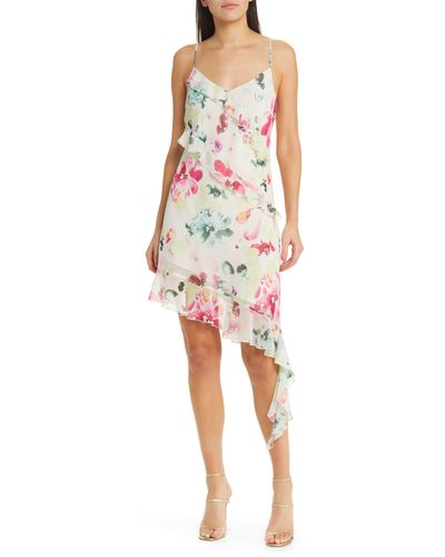 Steve Madden Carmenita Floral Asymmetric Chiffon Dress - Multicolor
