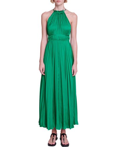 Maje Revilly Pleat Dress - Green