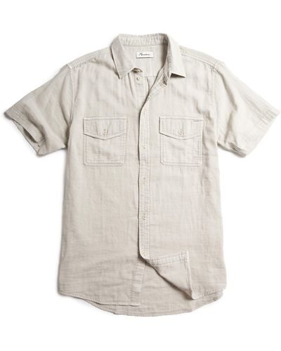 Rowan Leeds Cotton Gauze Short Sleeve Button-up Shirt - White