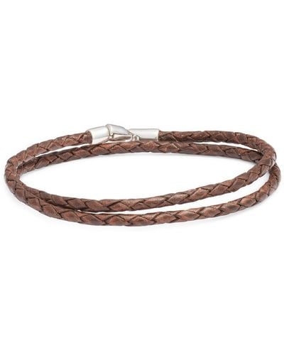 Caputo & Co. Braided Leather Bracelet - Brown
