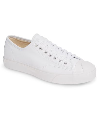 Converse Jack Purcell Tumbled Leather Casual Sneakers From Finish Line - White