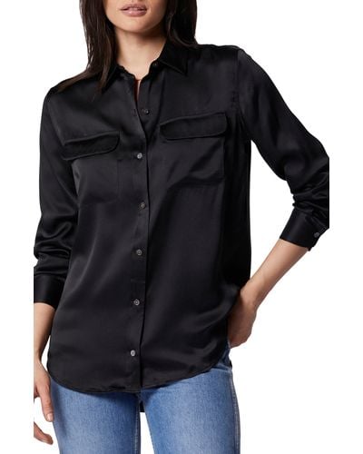 Equipment Signature Silk Button Up Silk Shirt - Black