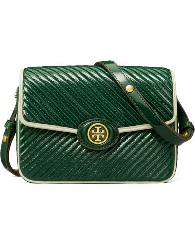 Tory Burch Robinson Quilted Leather Shoulder Bag - Green