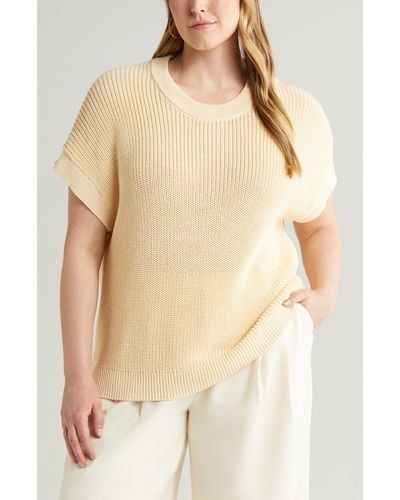Nordstrom Short Sleeve Cotton Sweater - Natural