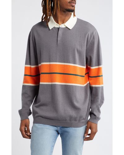 TOPMAN Stripe Long Sleeve Rugby Polo - Multicolor