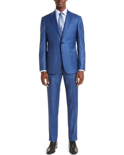 Emporio Armani G-line Trim Fit Solid Wool Suit - Blue