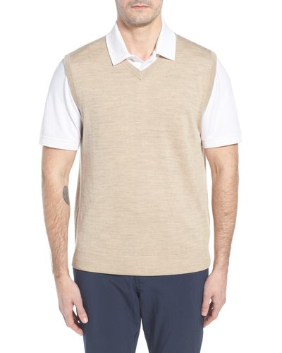 Cutter & Buck Douglas Merino Wool Blend V-neck Sweater Vest - Multicolor