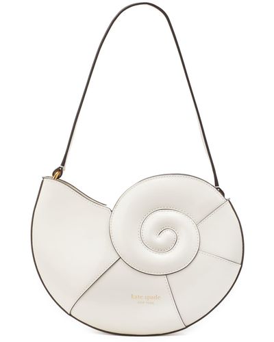 Kate Spade What The Shell Spazzolato Nautilus Shell Leather Shoulder Bag - White