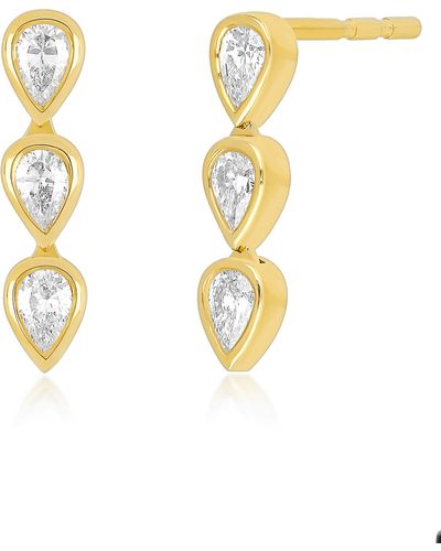 EF Collection Single Bezel Diamond Drop Earring - Metallic