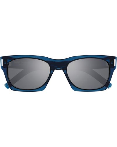 Saint Laurent 54mm Rectangular Sunglasses - Blue