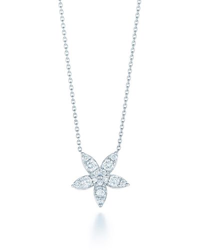 Kwiat Sunburst Flower Diamond Pendant Necklace - White