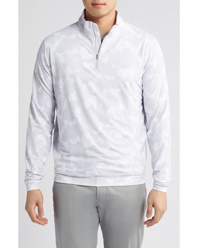 Peter Millar Perth Tip The Crown Performance Quarter Zip Pullover - White