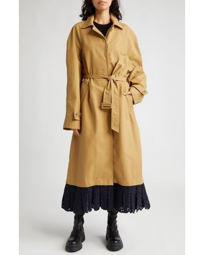Sea Maeve Eyelet Detail Cotton Trench Coat - Multicolor