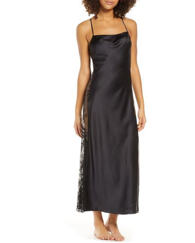 Rya Collection Darling Satin & Lace Nightgown - Black