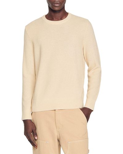 Sandro Rice Wool Blend Crewneck Sweater - Natural