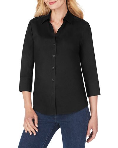 Foxcroft Mary Button-up Blouse - Black