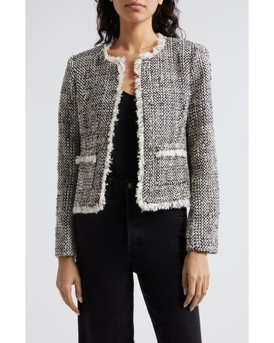 L'Agence Angelina Metallic Tweed Jacket - Gray