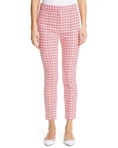 Adam Lippes Houndstooth Jacquard Crop Cigarette Pants - Pink